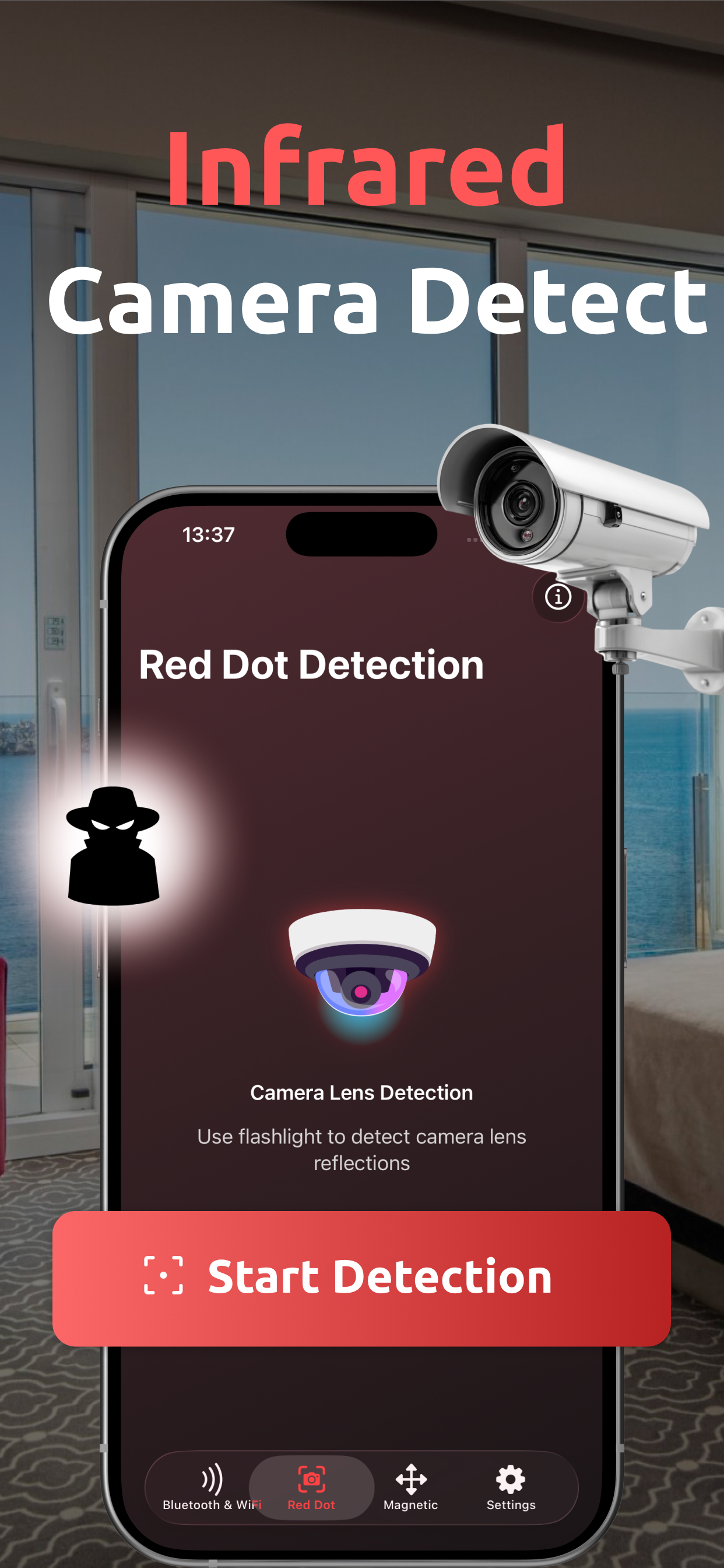 Hidden Camera Detector RF scanner screen