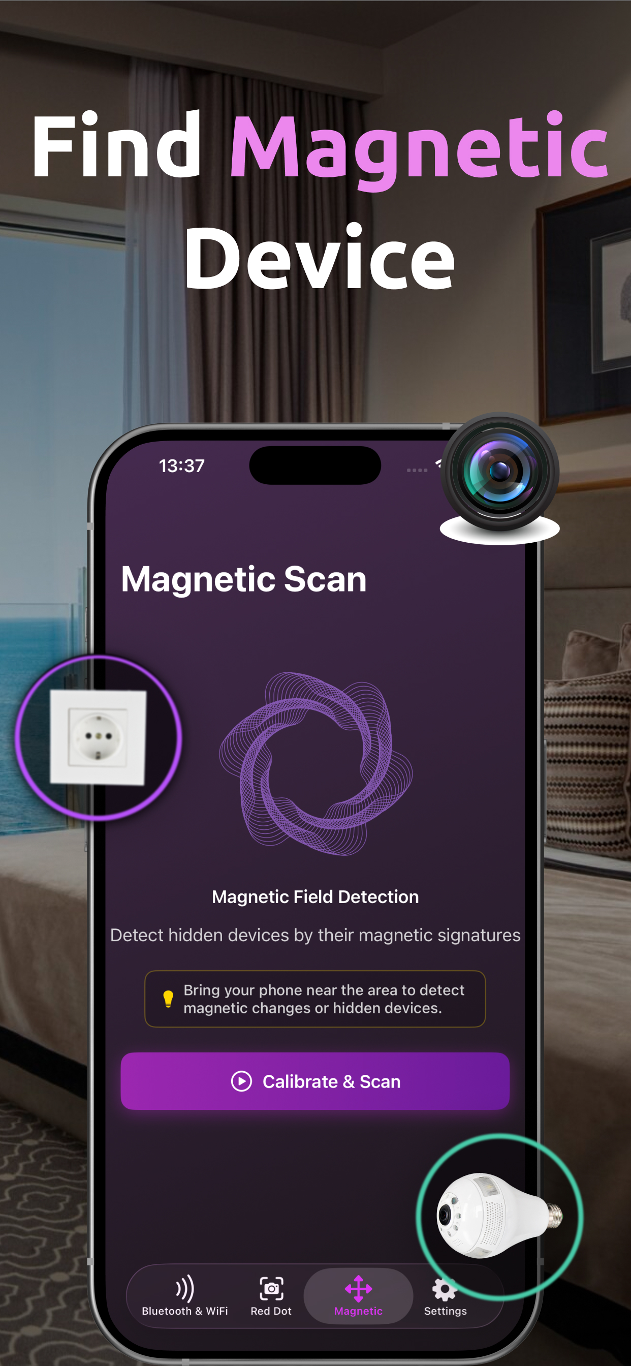 Hidden Camera Detector magnetic field detector screen