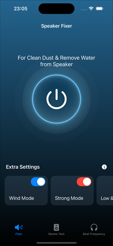 Speaker Cleaner app interface